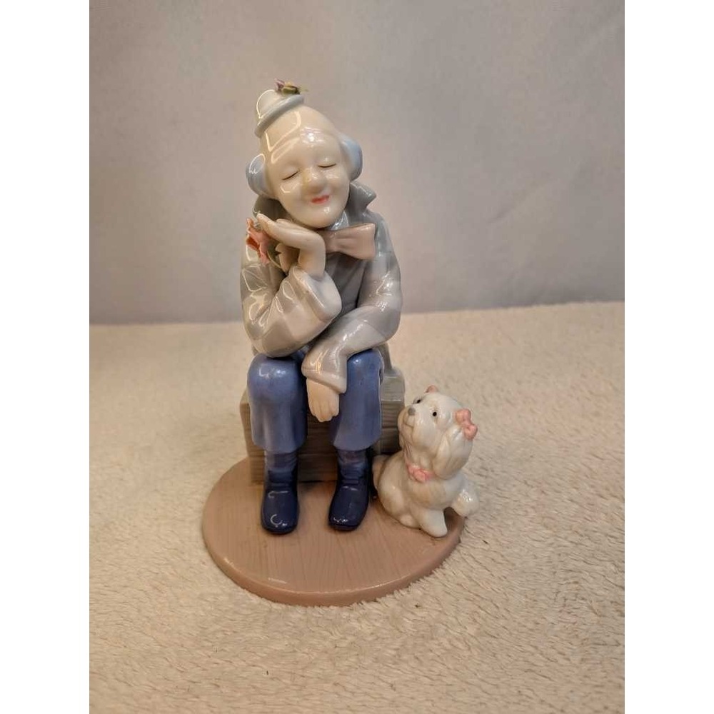 Paul Sebastian Clown Dog Figurine Charming Porcelain Collectible Decor Accent